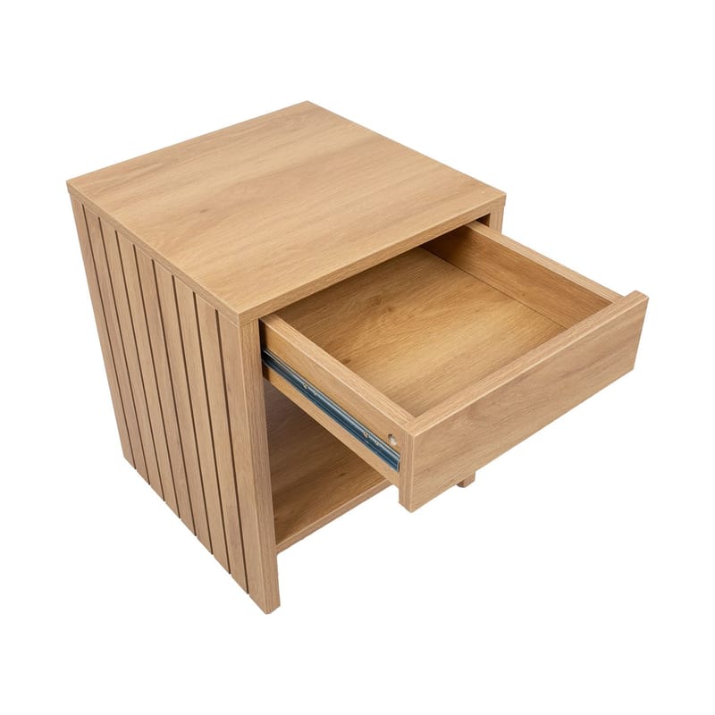 Sängbord Sunny 40x40x50 cm, melamin ek Med låda - beige - Möbler - Bord & matgrupper - Avlastningsbord - Sängbord & nattduksbord