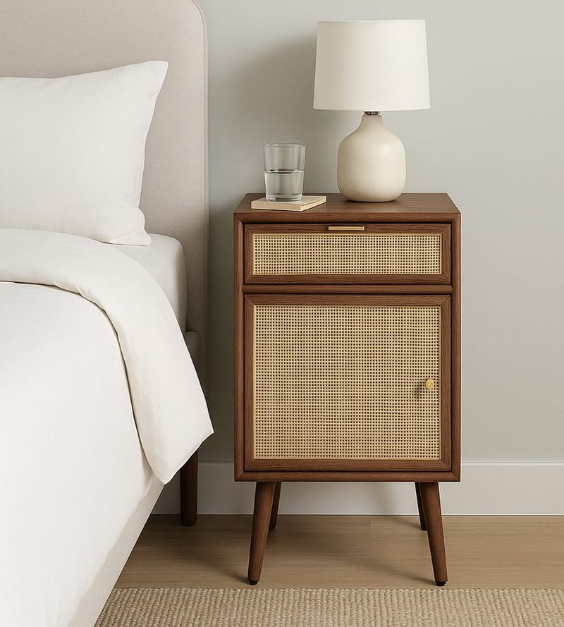 Sängbord valnöt/rotting 71 cm högt - Valnöt/rotting - Möbler - Bord & matgrupper - Avlastningsbord - Sängbord & nattduksbord