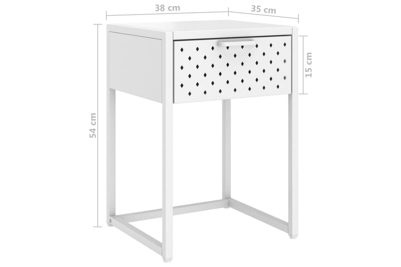 Sängbord vit 35x35x54 cm stål - Vit - Sängbord & nattduksbord