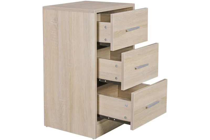 Sängbord Wohnling för resårbotten, 68 cm hög och 3 lådor i modern design Sonoma - Sonoma - Möbler - Bord & matgrupper - Avlastningsbord - Sängbord & nattduksbord