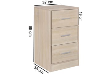 Sängbord Wohnling för resårbotten, 68 cm hög och 3 lådor i modern design Sonoma - Sonoma - Möbler - Bord & matgrupper - Avlastningsbord - Sängbord & nattduksbord