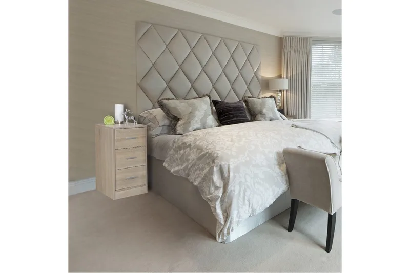 Sängbord Wohnling för resårbotten, 68 cm hög och 3 lådor i modern design Sonoma - Sonoma - Möbler - Bord & matgrupper - Avlastningsbord - Sängbord & nattduksbord