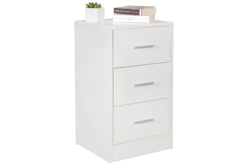 Sängbord Wohnling för resårbotten, 68 cm hög och 3 lådor i modern design Vit - Vit - Möbler - Bord & matgrupper - Avlastningsbord - Sängbord & nattduksbord