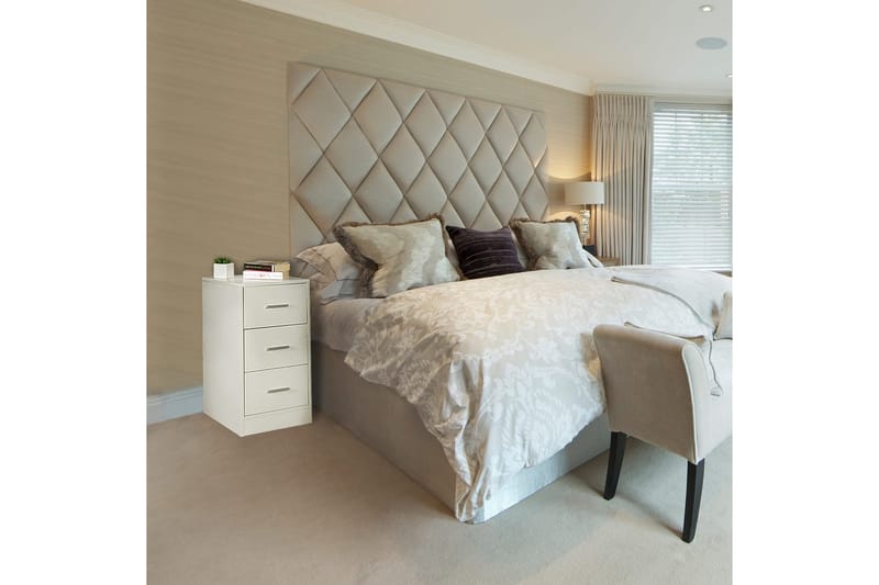 Sängbord Wohnling för resårbotten, 68 cm hög och 3 lådor i modern design Vit - Vit - Möbler - Bord & matgrupper - Avlastningsbord - Sängbord & nattduksbord