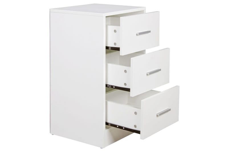 Sängbord Wohnling för resårbotten, 68 cm hög och 3 lådor i modern design Vit - Vit - Möbler - Bord & matgrupper - Avlastningsbord - Sängbord & nattduksbord