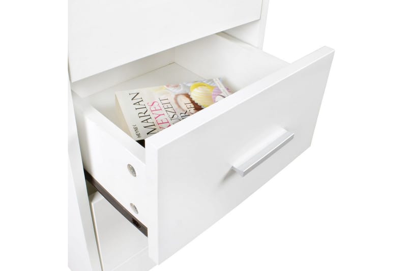 Sängbord Wohnling för resårbotten, 68 cm hög och 3 lådor i modern design Vit - Vit - Möbler - Bord & matgrupper - Avlastningsbord - Sängbord & nattduksbord