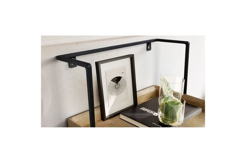 Sängbord Wohnling för väggmontering, gjord av massiv mangoträ, med 1 låda, hylla i industriell stil Ljusbrun - Ljusbrun - Möbler - Bord & matgrupper - Avlastningsbord - Sängbord & nattduksbord