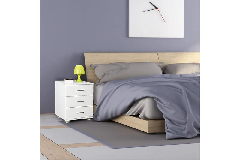 Sängbord Wohnling Klassisk Tillverkad av Spånskiva med 3 Lådor - Möbler - Bord & matgrupper - Avlastningsbord - Sängbord & nattduksbord