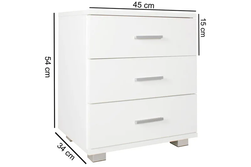 Sängbord Wohnling Klassisk Tillverkad av Spånskiva med 3 Lådor - Möbler - Bord & matgrupper - Avlastningsbord - Sängbord & nattduksbord