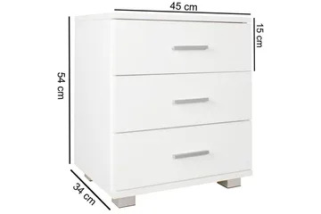 Sängbord Wohnling Klassisk Tillverkad av Spånskiva med 3 Lådor - Möbler - Bord & matgrupper - Avlastningsbord - Sängbord & nattduksbord