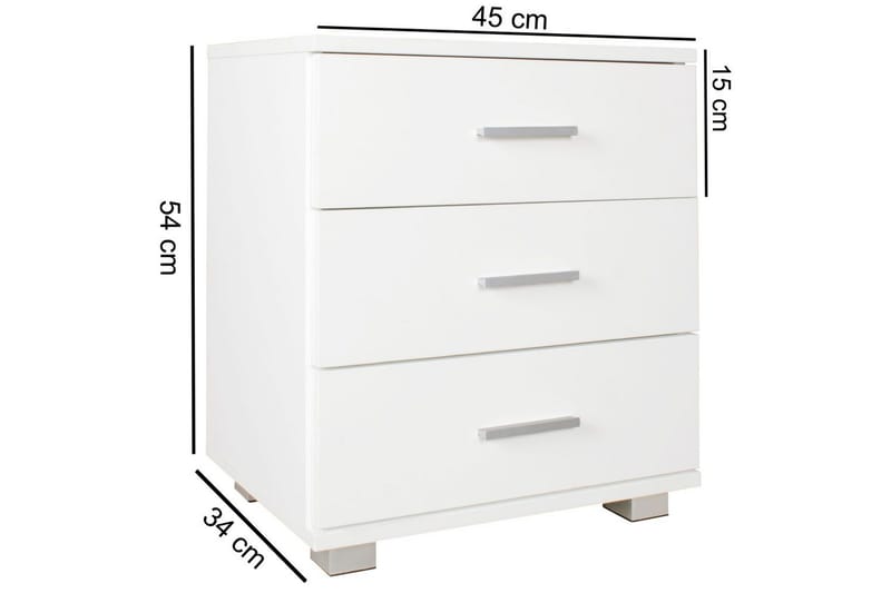 Sängbord Wohnling Klassisk Tillverkad av Spånskiva med 3 Lådor - Möbler - Bord & matgrupper - Avlastningsbord - Sängbord & nattduksbord