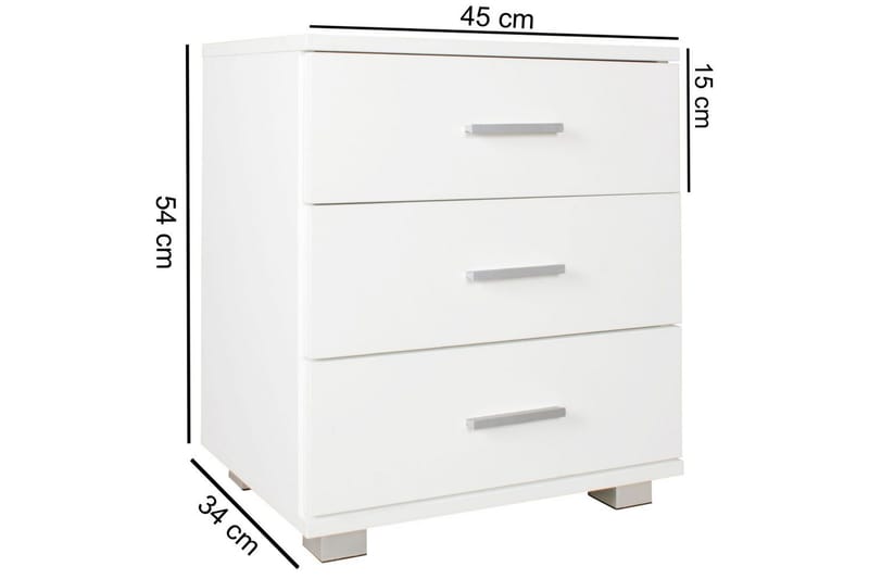 Sängbord Wohnling Klassisk Tillverkad av Spånskiva med 3 Lådor - Möbler - Bord & matgrupper - Avlastningsbord - Sängbord & nattduksbord