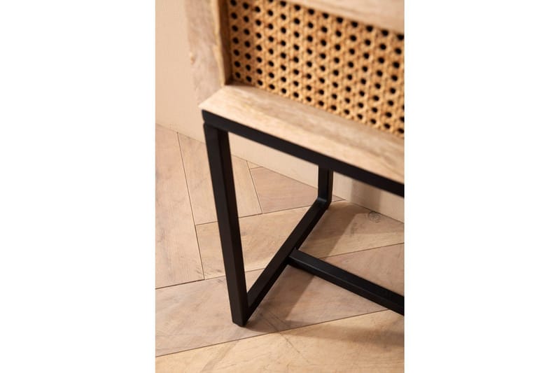 Sängbord Wohnling Massivt Mangoträ med 1 Låda med Wienerflätning I En Industriell Stil - Möbler - Bord & matgrupper - Avlastningsbord - Sängbord & nattduksbord