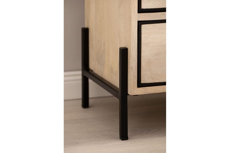 Sängbord Wohnling Massivt Mangoträ med 2 Lådor Ett Förvaringsfack - Möbler - Bord & matgrupper - Avlastningsbord - Sängbord & nattduksbord