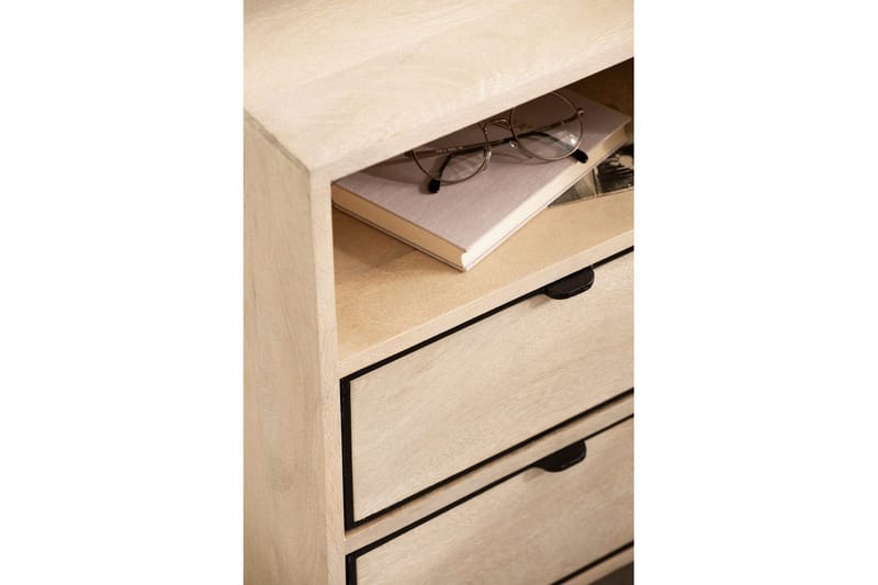 Sängbord Wohnling Massivt Mangoträ med 2 Lådor Ett Förvaringsfack - Möbler - Bord & matgrupper - Avlastningsbord - Sängbord & nattduksbord