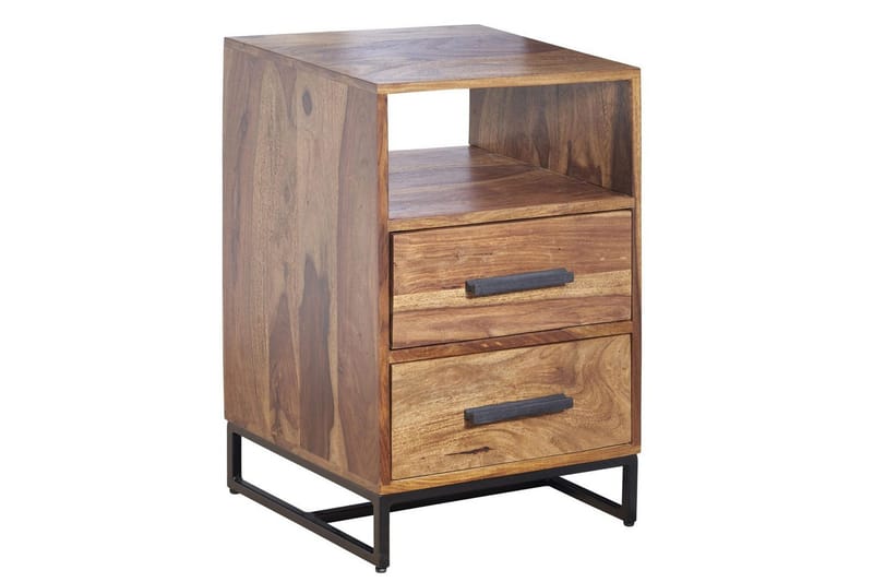 Sängbord Wohnling Massivt trä för kontinentalsängar med 2 lådor förvaringshylla lantlig stil, undefined