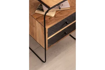 Sängbord Wohnling Massivt trä med 2 flytande lådor i en metallram - Möbler - Bord & matgrupper - Avlastningsbord - Sängbord & nattduksbord