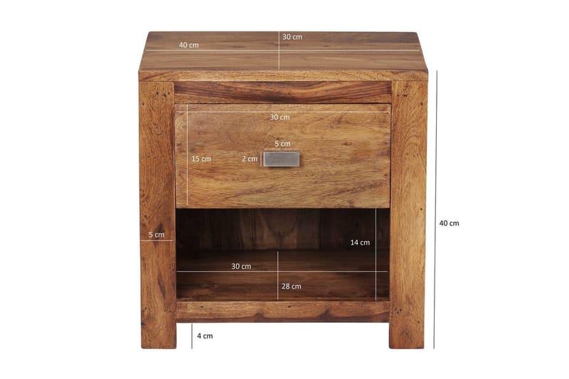 Sängbord Wohnling Massivt trä med låda hylla lantligt - Möbler - Bord & matgrupper - Avlastningsbord - Sängbord & nattduksbord