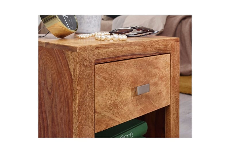Sängbord Wohnling Massivt trä med låda hylla lantligt - Möbler - Bord & matgrupper - Avlastningsbord - Sängbord & nattduksbord