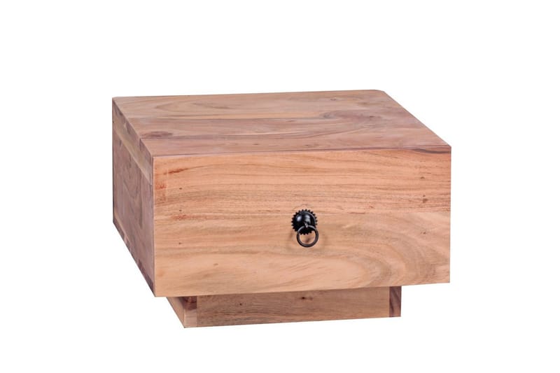 Sängbord Wohnling Massivt trä med låda och elegant handtag i låg design i lantlig stil Akacia - Akacia - Möbler - Bord & matgrupper - Avlastningsbord - Sängbord & nattduksbord