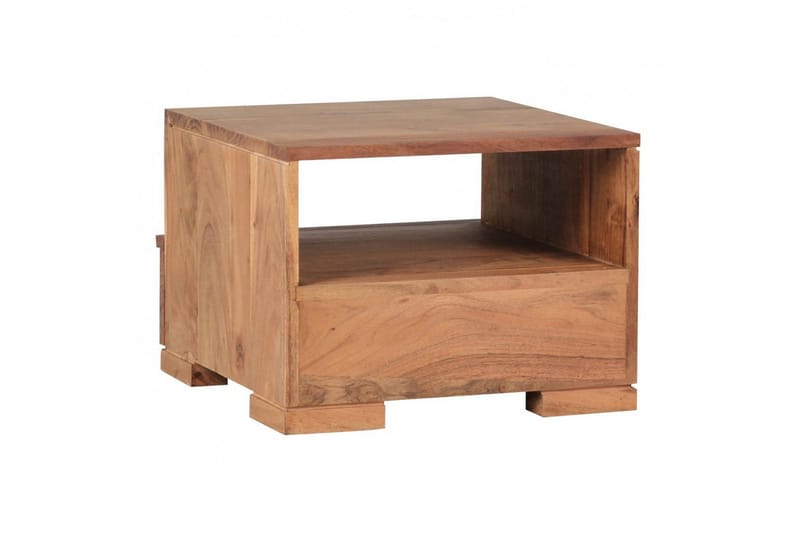 Sängbord Wohnling Massivt trä med låda och hylla i låg design i lantlig stil Akacia - Akacia - Möbler - Bord & matgrupper - Avlastningsbord - Sängbord & nattduksbord