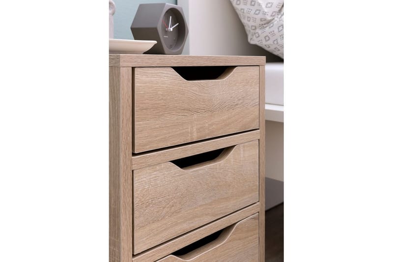 Sängbord Wohnling med 3 lådor i en enkel, modern design för boxspring-säng Sonoma - Sonoma - Möbler - Bord & matgrupper - Avlastningsbord - Sängbord & nattduksbord