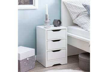 Sängbord Wohnling med 3 lådor i en enkel, modern design för boxspring-säng Vit - Vit - Möbler - Bord & matgrupper - Avlastningsbord - Sängbord & nattduksbord