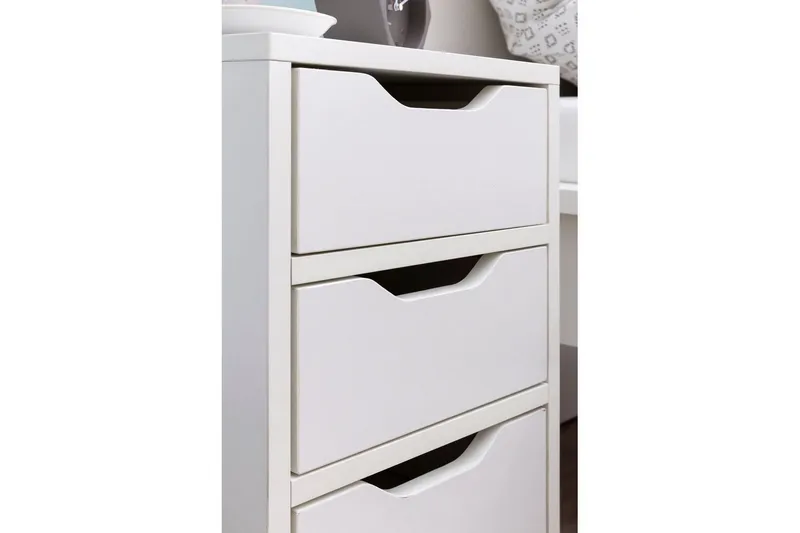 Sängbord Wohnling med 3 lådor i en enkel, modern design för boxspring-säng Vit - Vit - Möbler - Bord & matgrupper - Avlastningsbord - Sängbord & nattduksbord