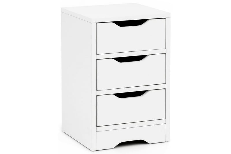 Sängbord Wohnling med 3 lådor i en enkel, modern design för boxspring-säng Vit - Vit - Möbler - Bord & matgrupper - Avlastningsbord - Sängbord & nattduksbord