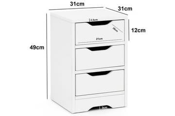 Sängbord Wohnling med 3 lådor i en enkel, modern design för boxspring-säng Vit - Vit - Möbler - Bord & matgrupper - Avlastningsbord - Sängbord & nattduksbord