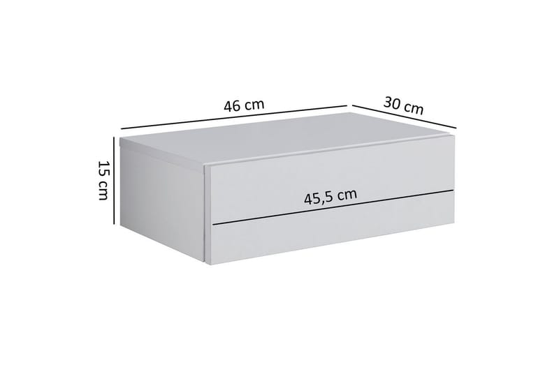 Sängbord Wohnling med låda för väggmontering, svävande utseende Vit - Vit - Möbler - Bord & matgrupper - Avlastningsbord - Sängbord & nattduksbord
