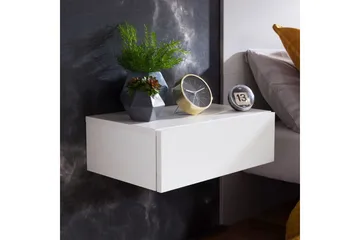Sängbord Wohnling med låda för väggmontering, svävande utseende Vit - Vit - Möbler - Bord & matgrupper - Avlastningsbord - Sängbord & nattduksbord