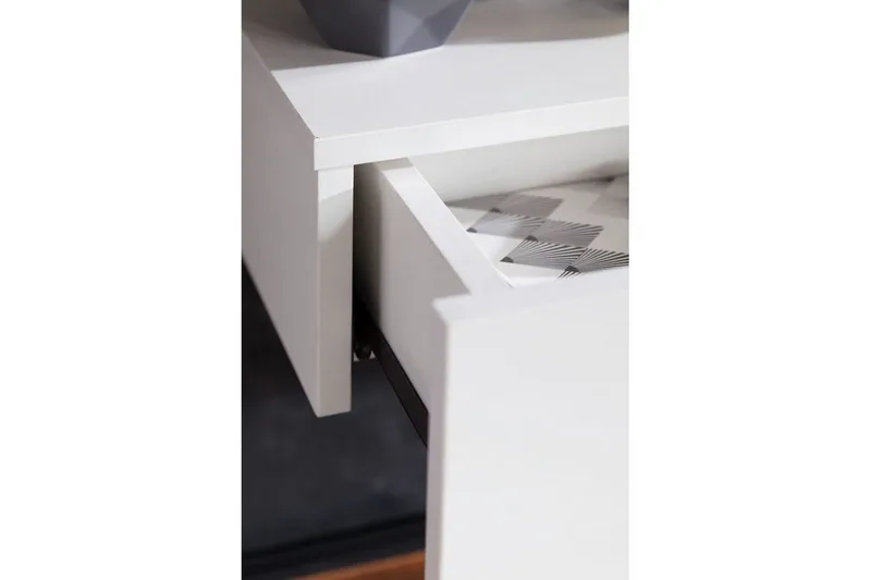 Sängbord Wohnling med låda för väggmontering, svävande utseende Vit - Vit - Möbler - Bord & matgrupper - Avlastningsbord - Sängbord & nattduksbord