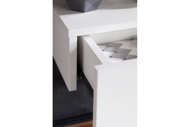 Sängbord Wohnling med låda för väggmontering, svävande utseende Vit - Vit - Möbler - Bord & matgrupper - Avlastningsbord - Sängbord & nattduksbord