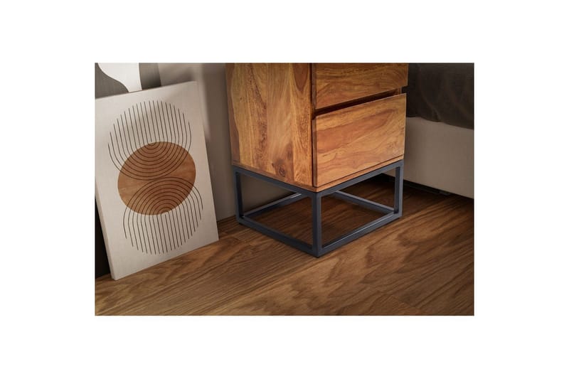 Sängbord Wohnling Modern look med 2 lådor tillverkade av massivt sheeshamträ i en industriell look - Möbler - Bord & matgrupper - Avlastningsbord - Sängbord & nattduksbord