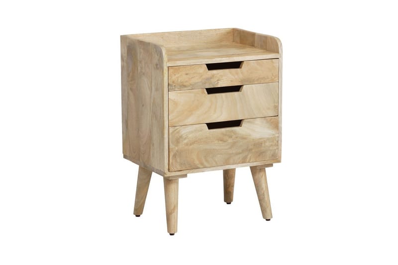 Sängbord Wohnling Modern look med 3 lådor tillverkade av massivt mangoträ en förvaringshylla - Möbler - Bord & matgrupper - Avlastningsbord - Sängbord & nattduksbord