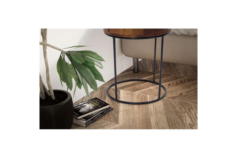 Sängbord Wohnling rund, massivt trä med 1 låda i modern stil mörkbrun - mörkbrun - Möbler - Bord & matgrupper - Avlastningsbord - Sängbord & nattduksbord