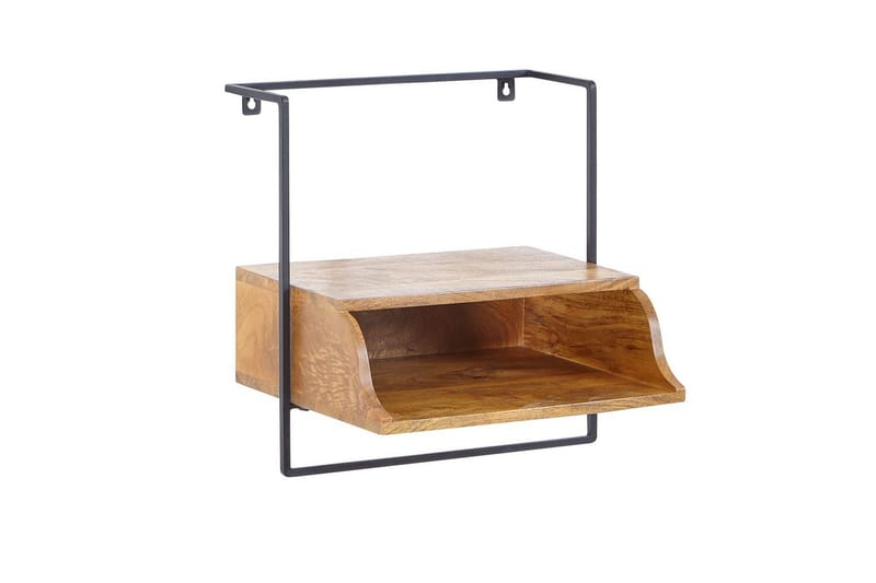 Sängbord Wohnling Väggmonterad konsol av massivt mangoträ med hylla, industriell, undefined