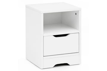 Sängbord Wohnling Vit med 1 låda Enkel modern design och hylla - Möbler - Bord & matgrupper - Avlastningsbord - Sängbord & nattduksbord