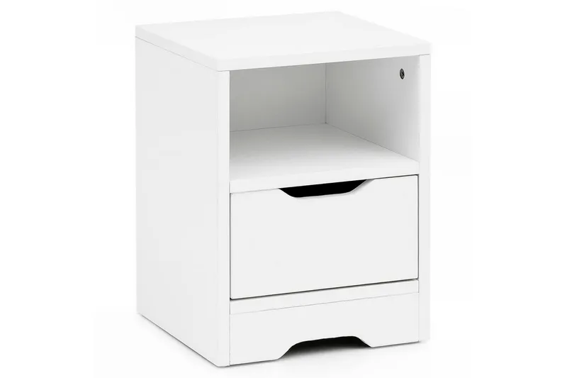 Sängbord Wohnling Vit med 1 låda Enkel modern design och hylla, undefined