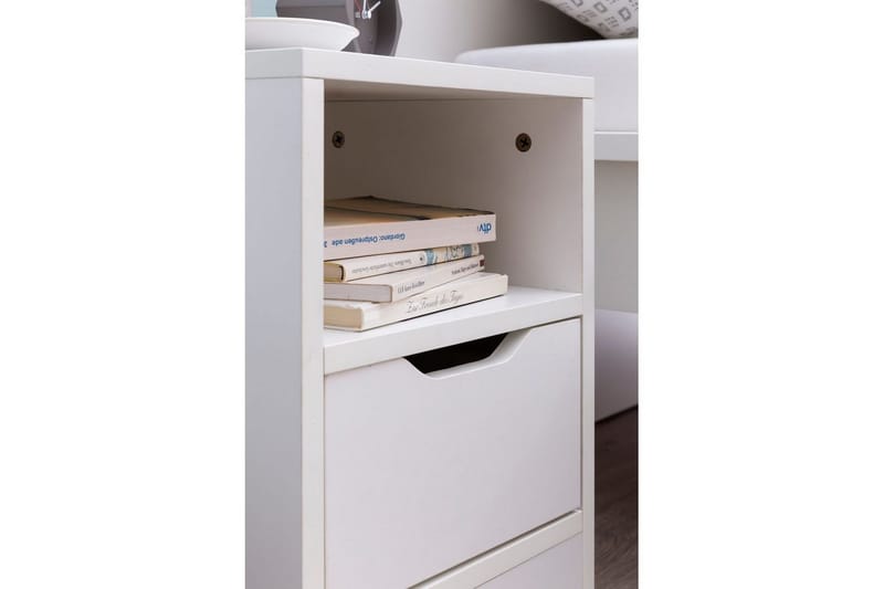 Sängbord Wohnling Vit med 1 låda Enkel modern design och hylla - Möbler - Bord & matgrupper - Avlastningsbord - Sängbord & nattduksbord