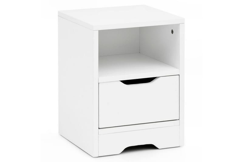 Sängbord Wohnling Vit med 1 låda Enkel modern design och hylla - Möbler - Bord & matgrupper - Avlastningsbord - Sängbord & nattduksbord