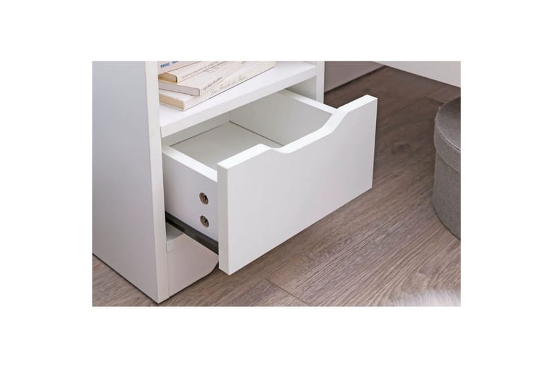 Sängbord Wohnling Vit med 1 låda Enkel modern design och hylla - Möbler - Bord & matgrupper - Avlastningsbord - Sängbord & nattduksbord