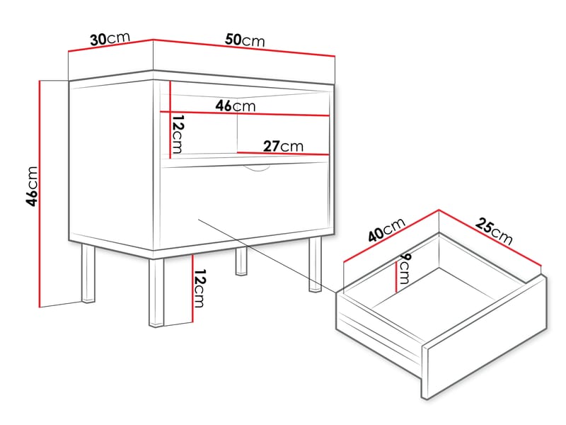 Salmor Sängbord 50 cm - Vit - Möbler - Bord & matgrupper - Avlastningsbord - Sängbord & nattduksbord