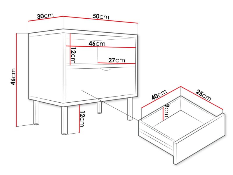 Salmor Sängbord 50 cm - Vit - Möbler - Bord & matgrupper - Avlastningsbord - Sängbord & nattduksbord