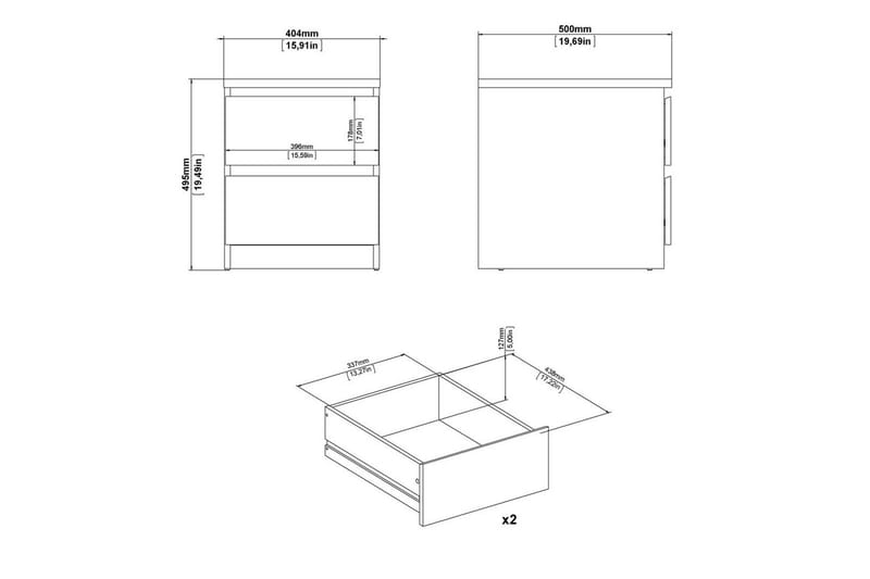 Salomns Sängbord 40,4 cm - Grå - Möbler - Bord & matgrupper - Avlastningsbord - Sängbord & nattduksbord
