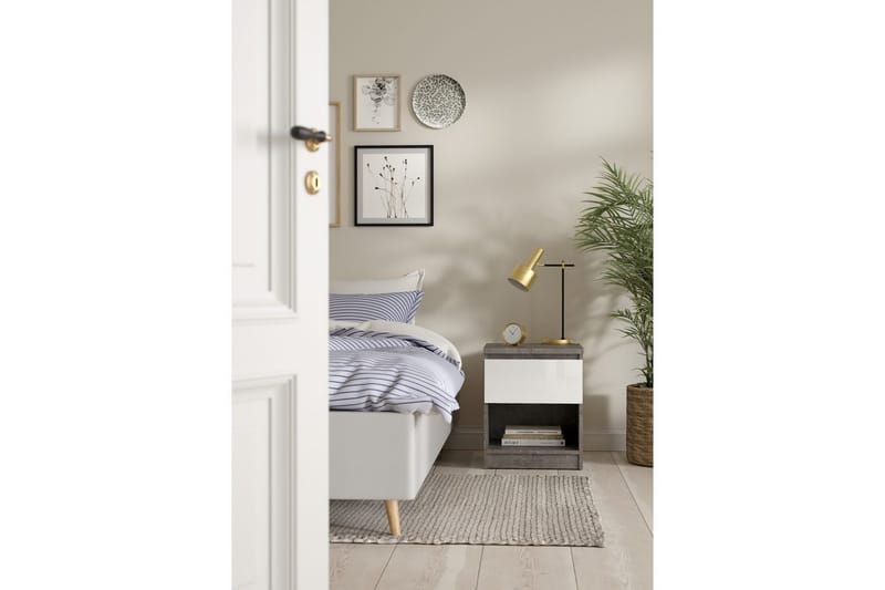 Salomns Sängbord 40 cm - Vit/Mörkgrå - Möbler - Bord & matgrupper - Avlastningsbord - Sängbord & nattduksbord