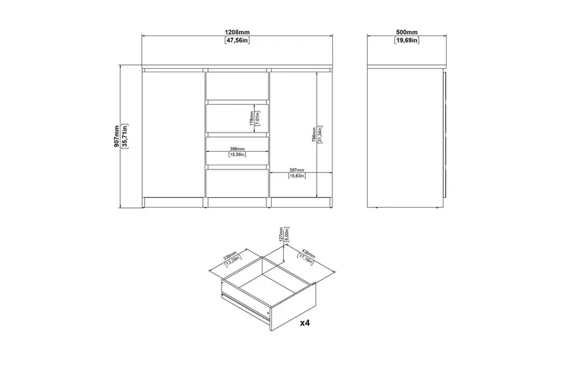 Salomns Skänk 120,8 cm - Vit - Förvaring - Förvaringsmöbler - Sideboard & skänk