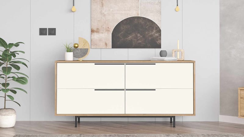 Sarnor Konsolbord 160x74,3x44,5 cm - Naturlig och vit - Möbler - Bord & matgrupper - Avlastningsbord - Hallbord
