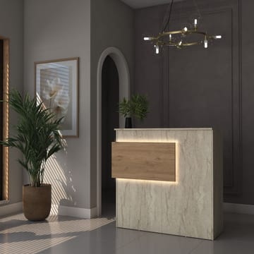 Sarnor Receptionbord 110x110x40 cm - Travertin och valnöt - Möbler - Bord & matgrupper - Avlastningsbord - Hallbord